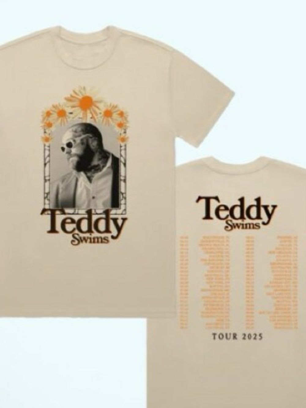 Graphic Short Sleeve Tee - Cream with Orange Accents - Picture 1 of 5